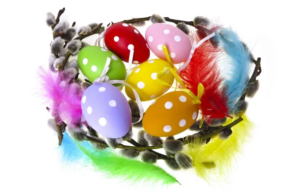 Яйца, colorful, пасха, верба, eggs, easter, willow twig