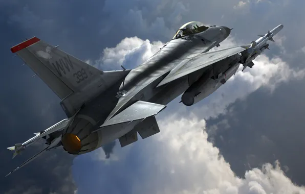 Картинка арт, F-16, Fighting Falcon, General Dynamics, Бойцовый сокол