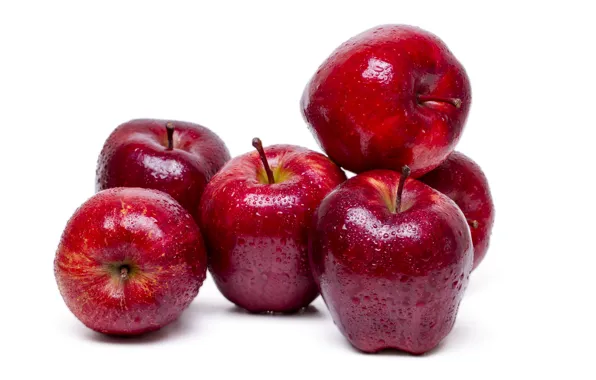Яблоки, белый фон, фрукты