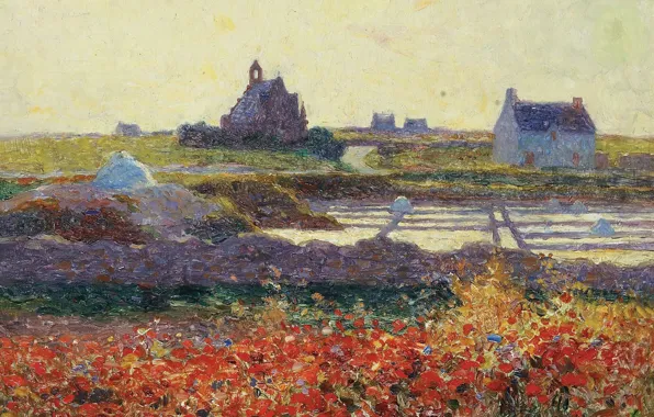 Пейзаж, картина, Ferdinand du Puigaudeau, Фердинанд дю Пюигадо, Солончак возле Круазика