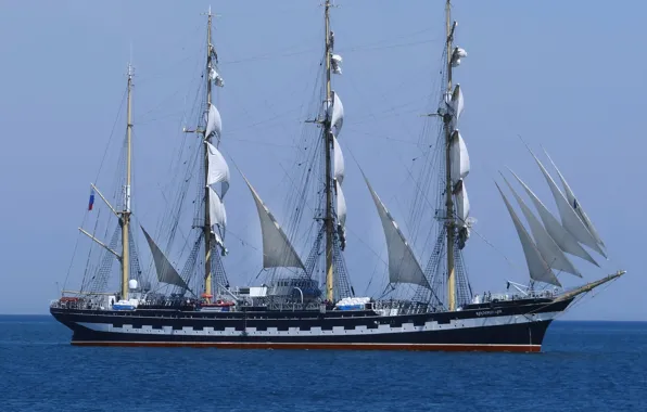 Море, корабль, Парусник, парусный, учебный, барк, &quot;Крузенштерн&quot;