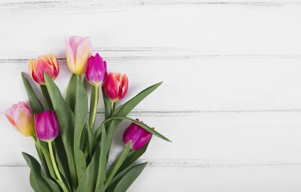 Цветы, colorful, тюльпаны, розовые, wood, pink, flowers, tulips
