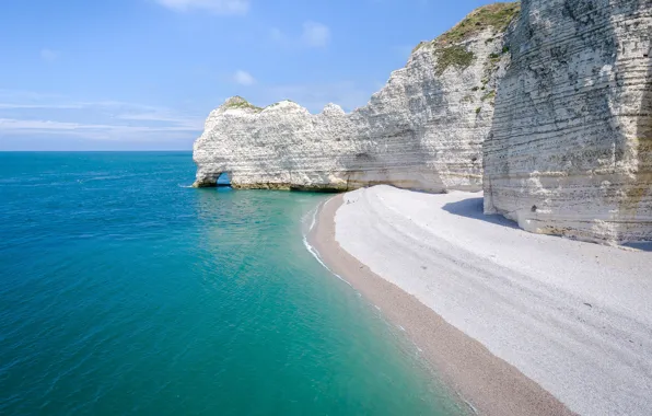 Море, скала, Франция, Нормандия, Этрета