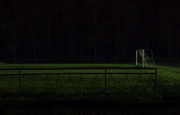 Картинка ночь, футбол, ворота