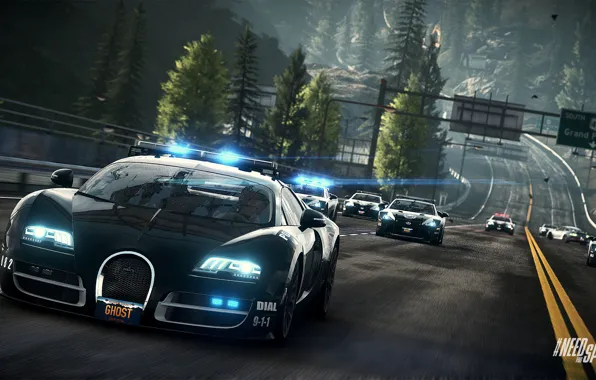 Bugatti Veyron, Police, Interceptor, NFS Rivals Wallpaper