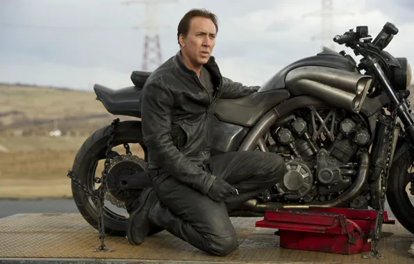 Картинка мотоцикл, Николас Кейдж, Nicolas Cage, Призрачный гонщик 2, Yamaha VMAX, Ghost-Rider-Spirit-of-Vengeance