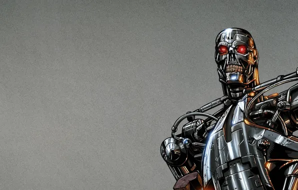 Картинка фантастика, сталь, робот, терминатор, terminator, t-800