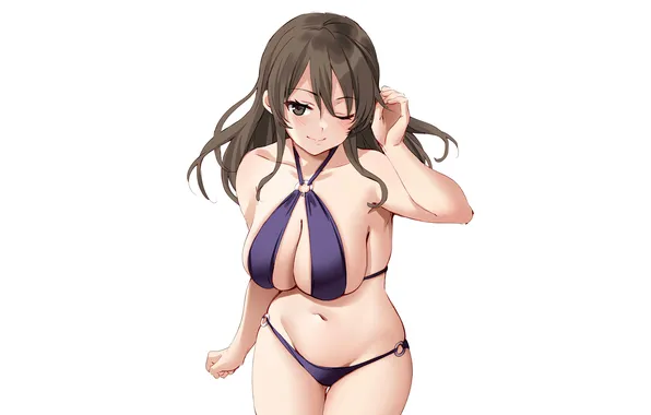 Girl, sexy, cleavage, long hair, boobs, sexy girl, anime, beautiful