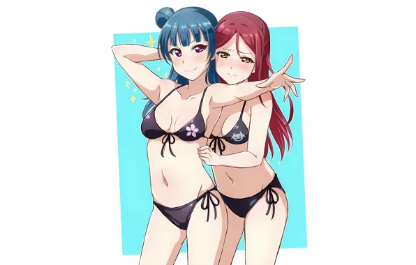Sexy, cleavage, red hair, long hair, girls, boobs, anime, beautiful