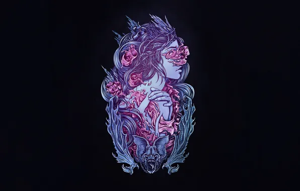 Девушка, Минимализм, Фон, Арт, Dark Flow, by Anna Ezer, Anna Ezer