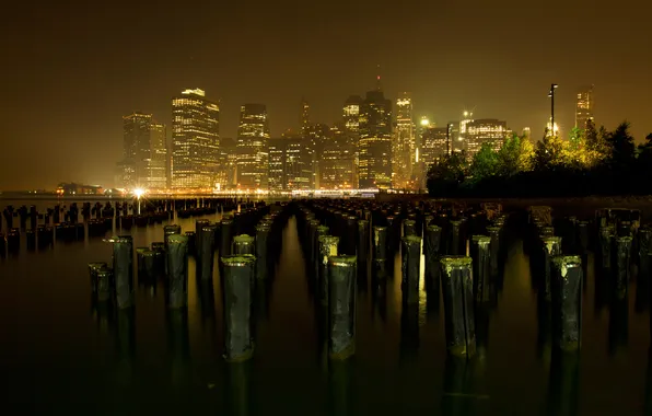 Картинка город, вечер, нью йорк