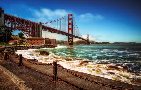 Картинка Сан-Франциско, Golden Gate Bridge, набережная, San Francisco, пролив Золотые Ворота, Мост Золотые Ворота, San Francisco …
