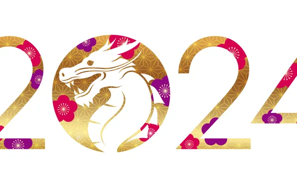 Цифры, Новый год, дата, композиция, 2024, Новый 2024 год