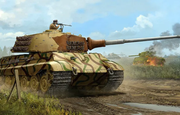 Германия, танк, Tiger II, Vincent Wai, Тяжелый, Pz.Kpfw.VI Ausf.B, войска сс, waffen SS