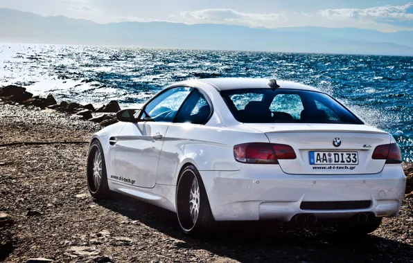 Белый, океан, bmw, бмв, задок, e92