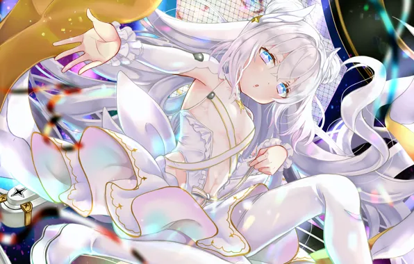 Girl, sexy, long hair, dress, anime, blue eyes, beautiful, pretty
