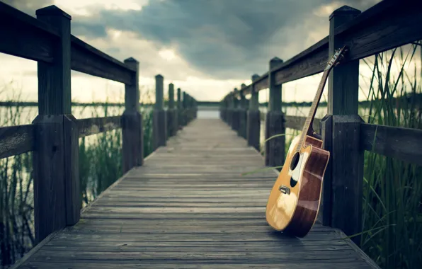 Картинка мост, музыка, гитара