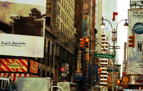 City, vintage, retro, new york, old, broadway