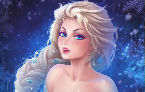 Девушка, арт, frozen, Elsa, prywinko