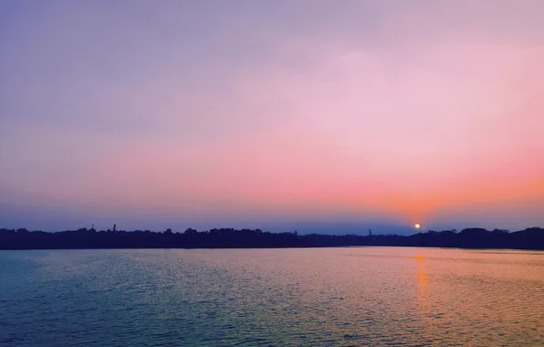 Sun, Water, Sunrise, Dawn, Morning, Lake, Trees, Reflection