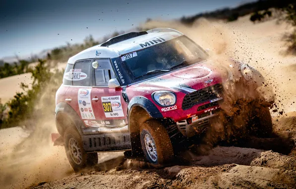 Песок, Красный, Авто, Mini, Спорт, 307, Rally, Внедорожник