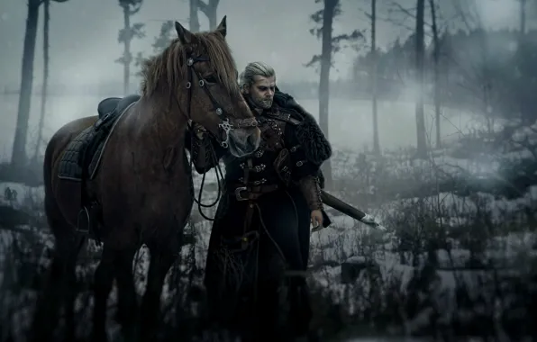 Sword, game, The Witcher, weapon, snow, man, ken, blade