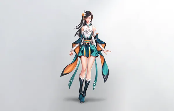 Girl, Art, Asian, Minimalism, Dress, Figure, Character, K Dash