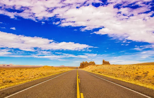 Пустыня, горизонт, шоссе, desert, horizon, highway