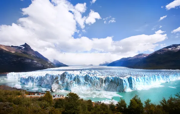 Горы, ледник, аргентина, смотровая площадь