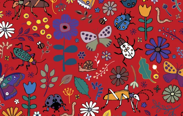 Текстура, Butterflies, beetles, blooms