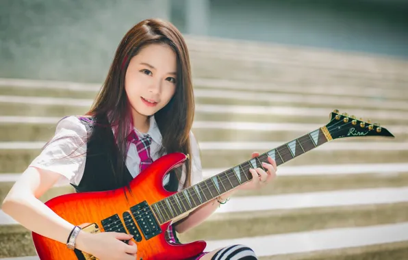 Картинка девушка, гитара, азиатка