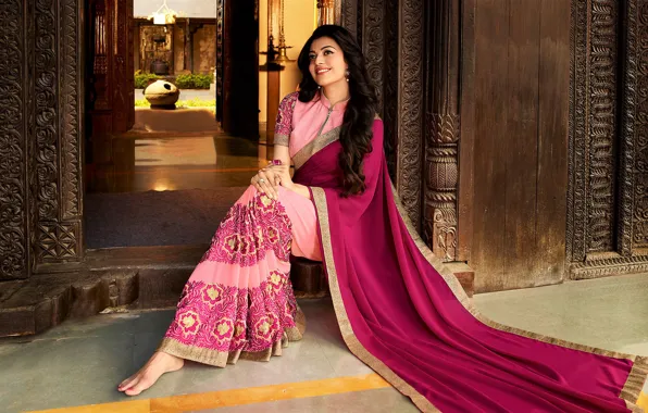 Girl, women, indian, laying, saree, kajal, desi, kajal agarwal