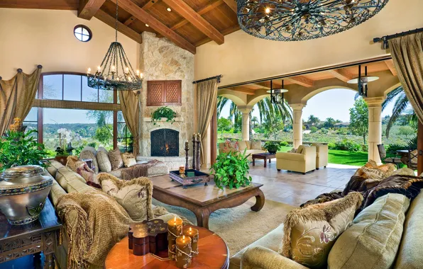 Картинка california, living room, interior, home, luxury, santa fe