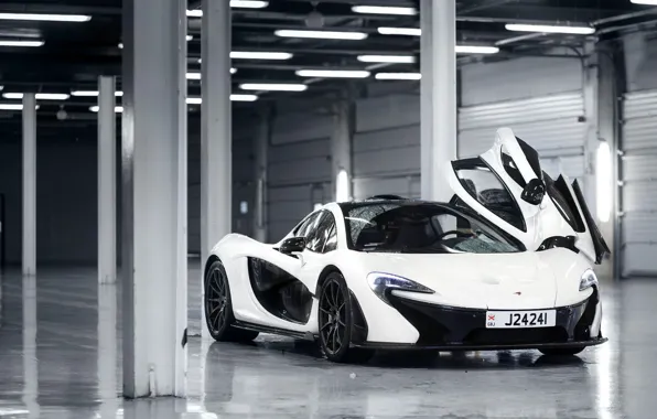 McLaren, White, Supercar, 2014, Door, Underground Parking