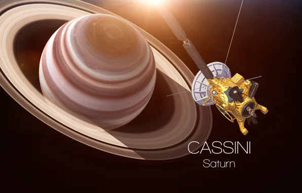 Картинка Saturn, satellite, Cassini