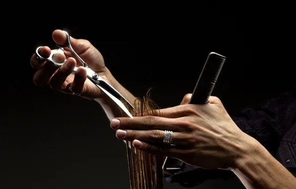 Scissors, fingers, comb, hairdresser, stylist