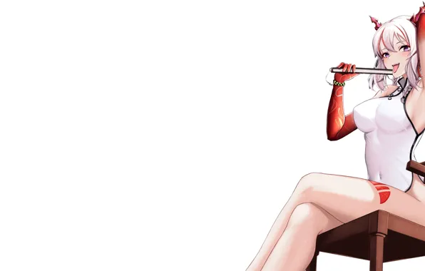 Kawaii, red, girl, white, hot, sexy, boobs, stretch
