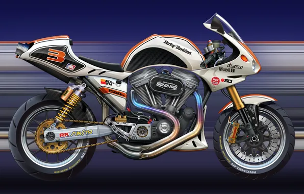 Картинка арт, Harley-Davidson, харлей, спортивный мотоцикл