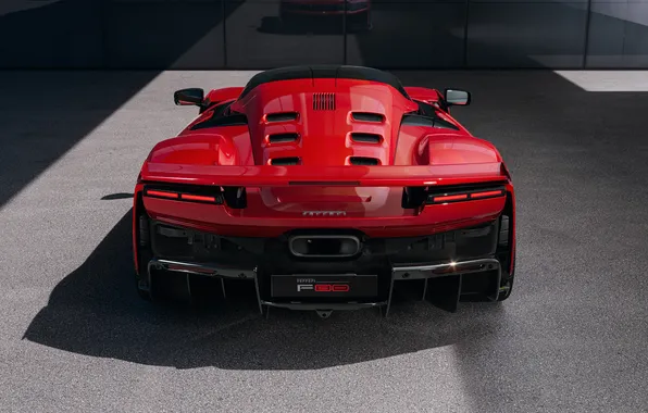 Supercar, Вид сзади, Rear, 2025, Italy Car, V6 Engine, Red & Black, Twin Turbo Hybrid