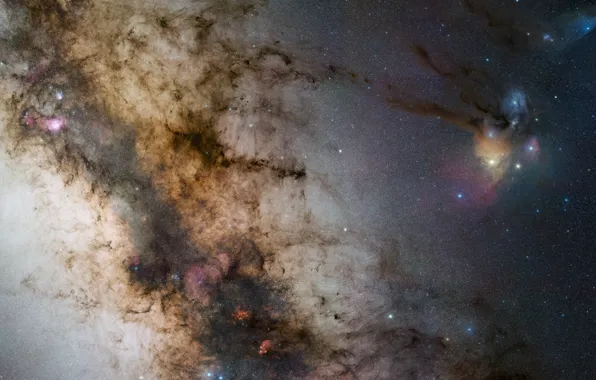 Картинка звезды, Млечный путь, галактика, stars, Milky Way, galaxy, NGC 6334, NGC 6357