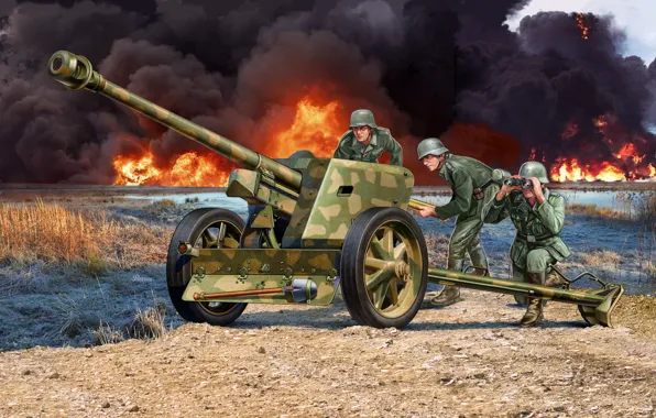Солдаты, Артиллерия, Pak 40, Wehrmacht, Противотанковая пушка