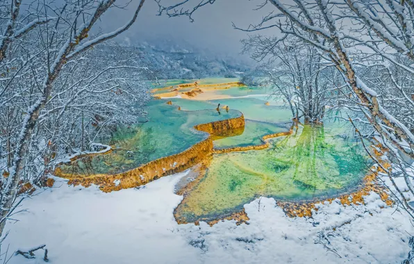 Китай, террасы, Хуанлун