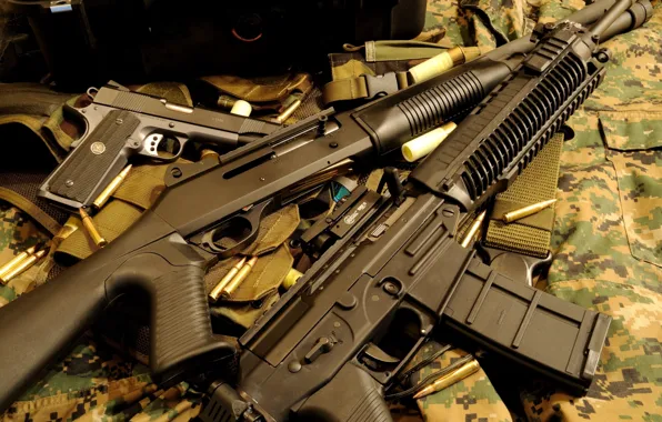 Gun, pistol, weapon, shotgun, rifle, Benelli, uniform, ammunition