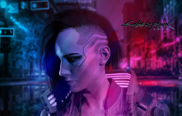 Картинка девушка, профиль, Cyberpunk 2077, Woman Warrior