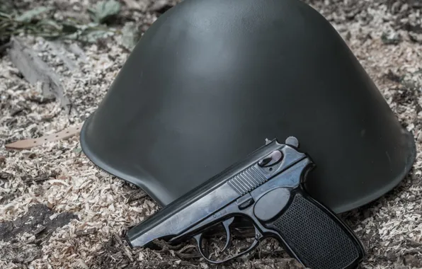 Картинка пистолет, оружие, шлем, самозарядный, Макарова, German Makarov