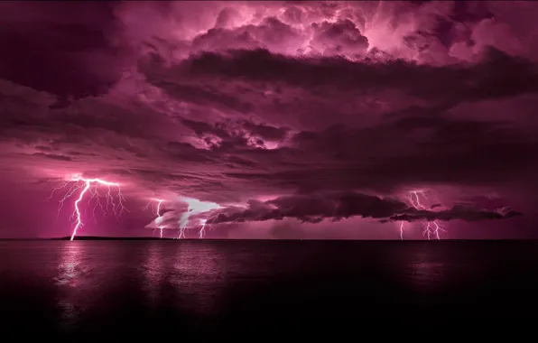 Картинка море, гроза, небо