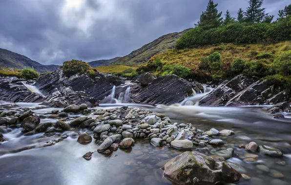 Картинка river, sky, photography, trees, nature, water, clouds, rocks