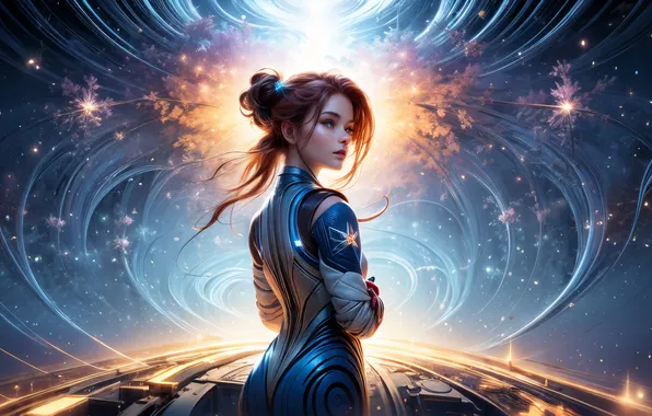 Картинка girl, beautiful, starry sky, ai art