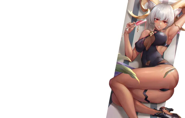 Girl, hot, sexy, ass, horns, stretch, anime, butt