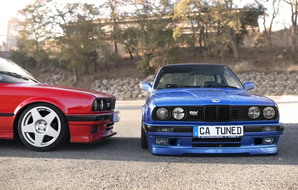 Бмв, BMW, red, blue, E30